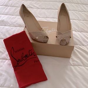 Christian Louboutin Gold Peep Toe